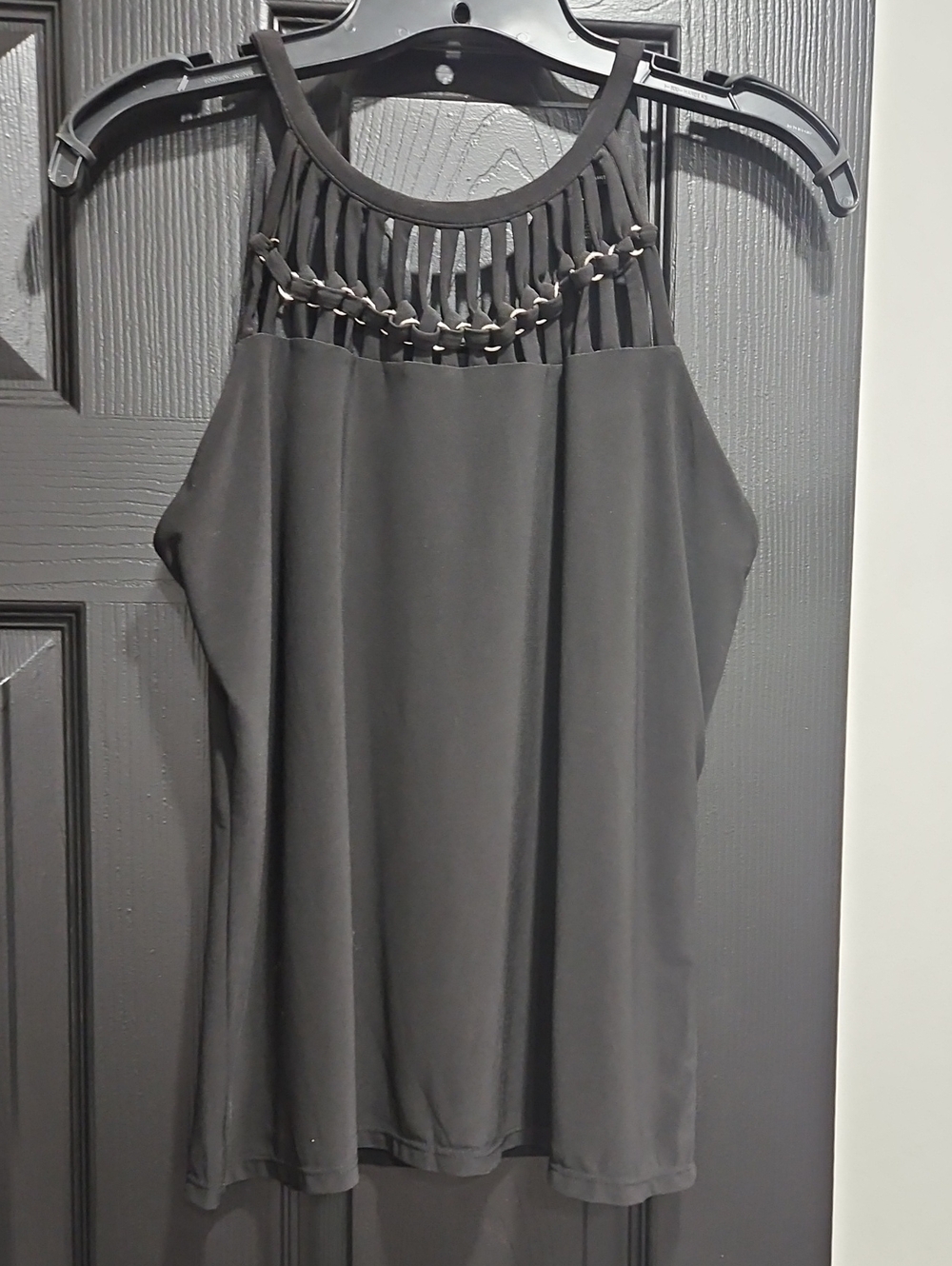 White House Black Market Black Braided Halter Tank